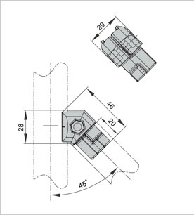 精益管45度內漲連接件二維圖